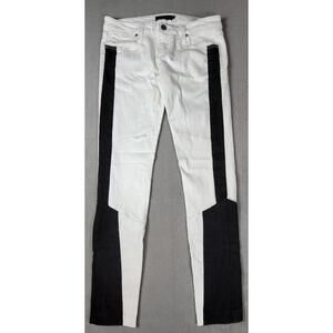 NWOT Frankie B. Women's Sz 28 White /Black Trim Denim Skinny Jeans Low Rise USA